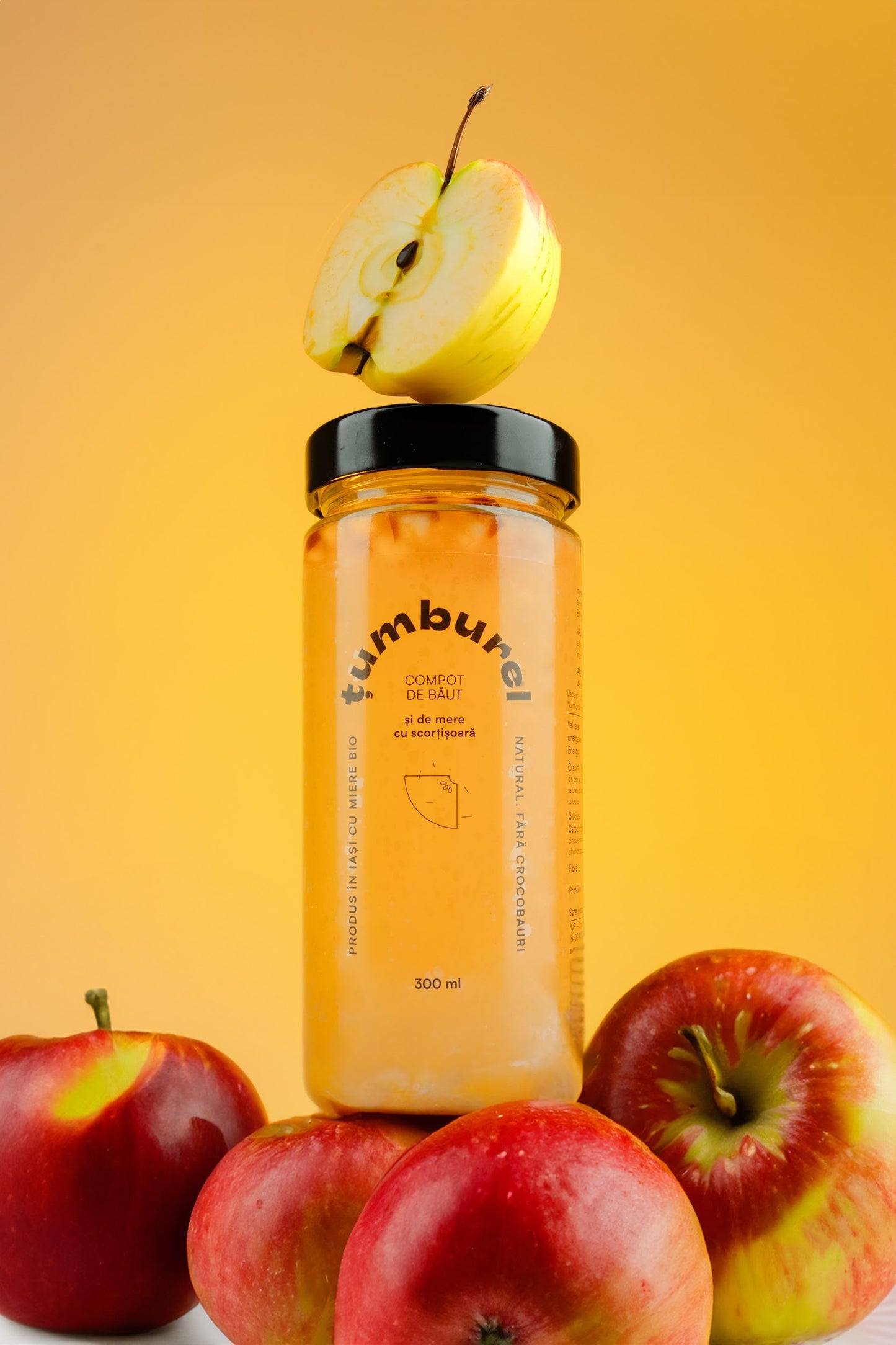 Compot de Mere și Scorțișoară Țumburel, Băutură Răcoritoare Fără Zahăr, cu Miere de Albine 300ml