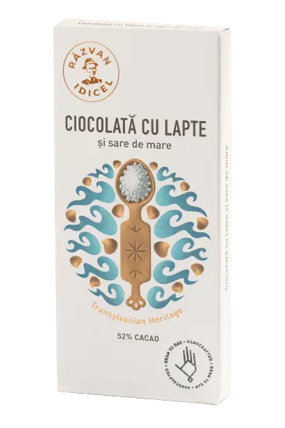Ciocolatăcu lapte, 52% cacao, și sare de mare 70g