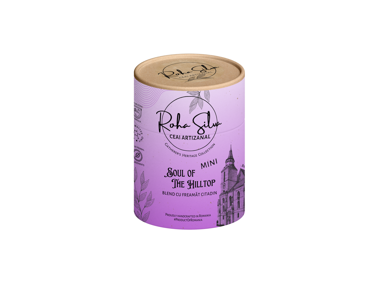Ceai artizanal mini „Soul of the Hilltop” Blend revigorant cu mure, cătină, măceșe, soc și mentă 30g
