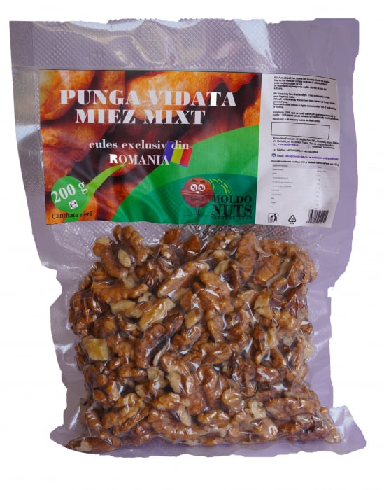 Miez de Nucă Mixt, Nuci Proaspete din România pentru Gustări Sănătoase și Preparate Culinare 200g