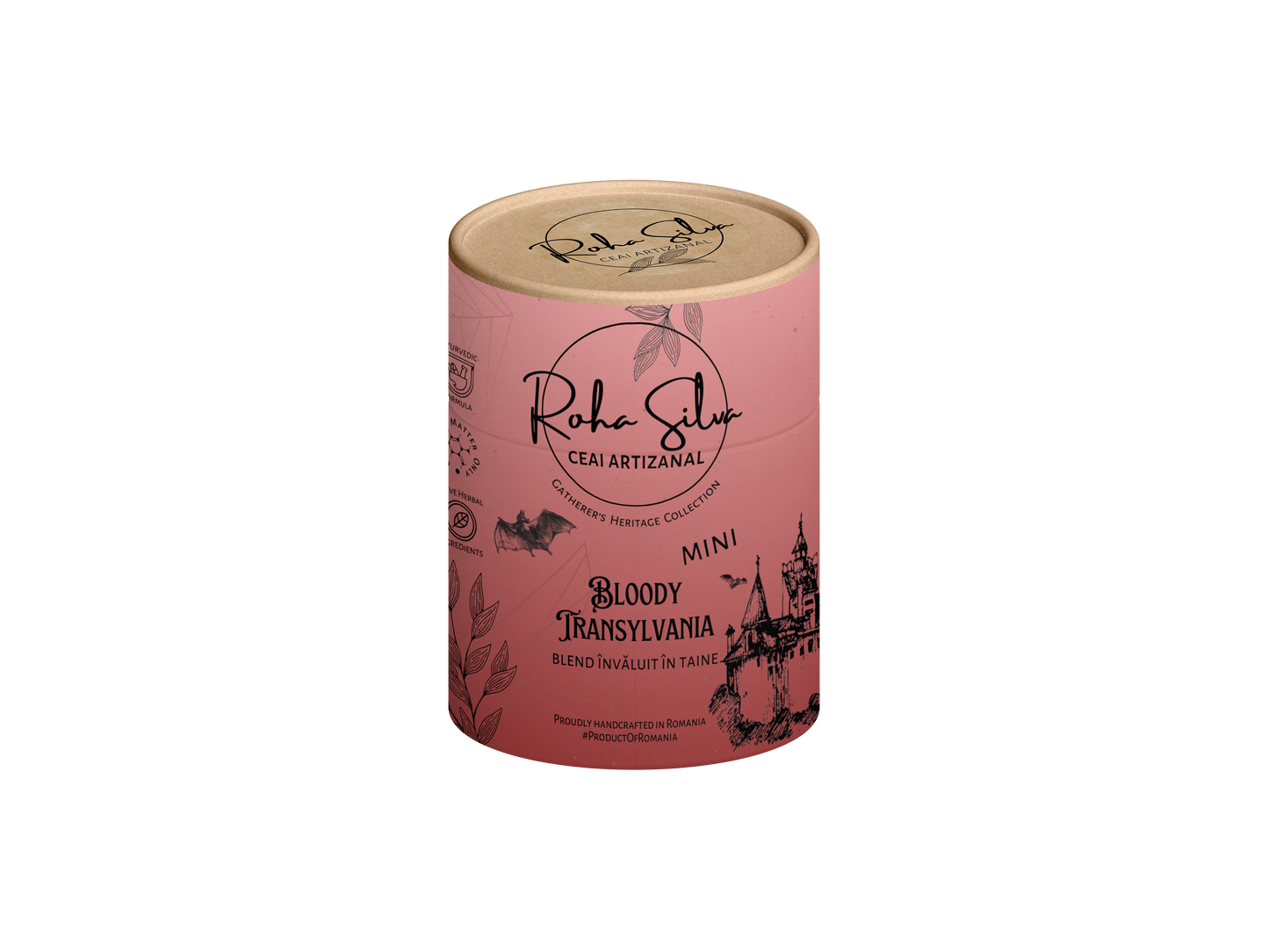 Ceai artizanal mini „Bloody Transylvania” cu zmeură, hibiscus și liliac 30g