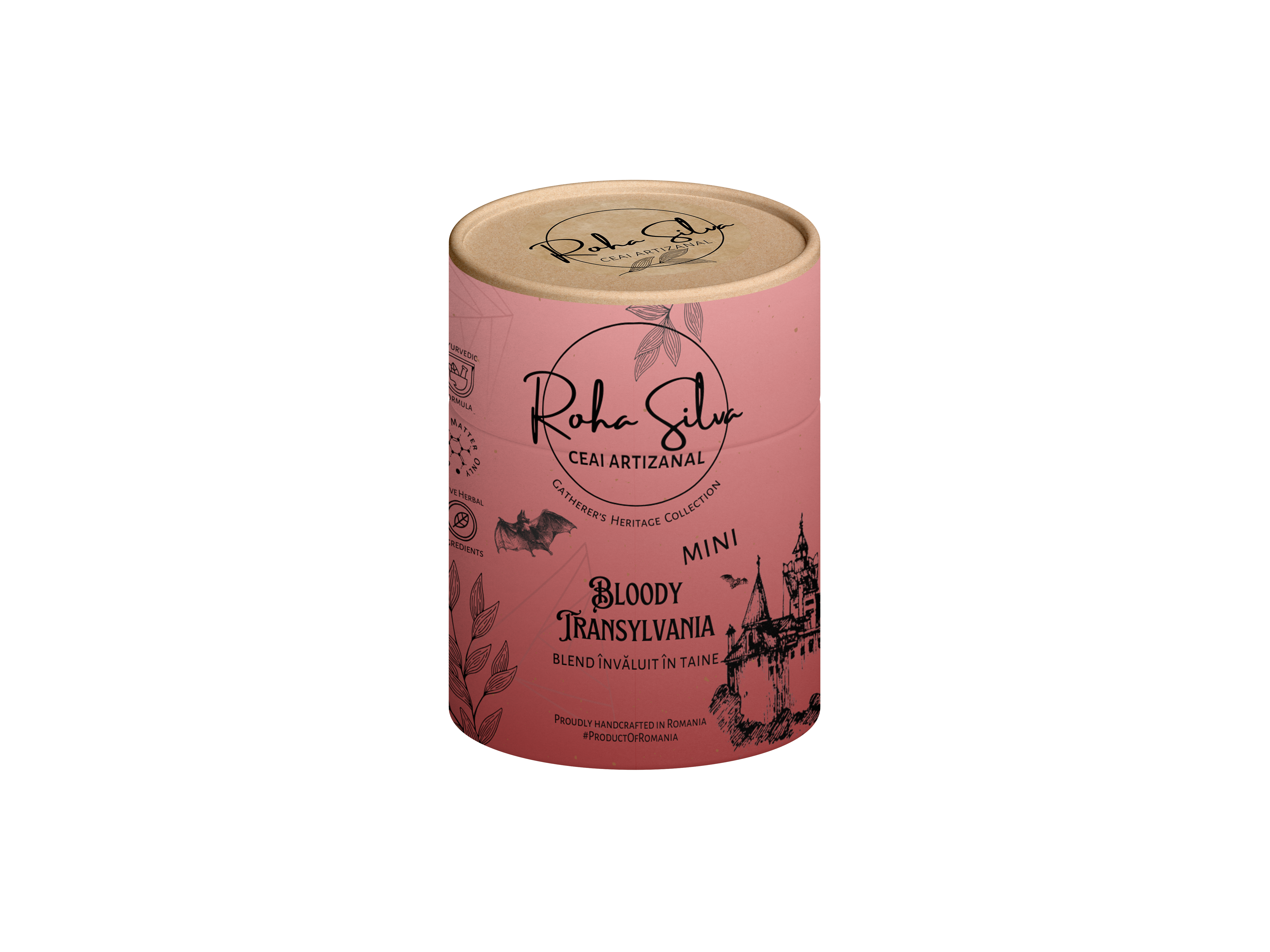 Ceai artizanal mini „Bloody Transylvania” cu zmeură, hibiscus și liliac 30g